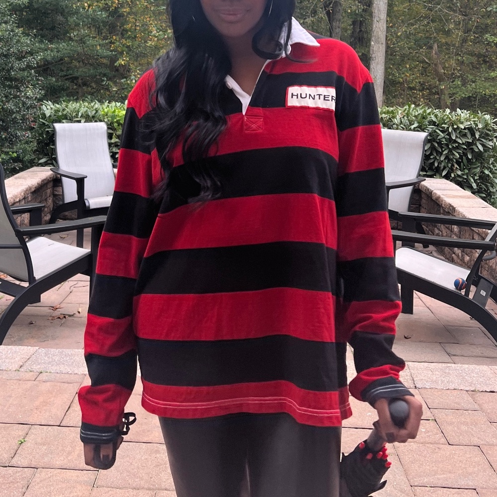 Women's Black & Red Hunter for Target Rugby Shirt-Size Large